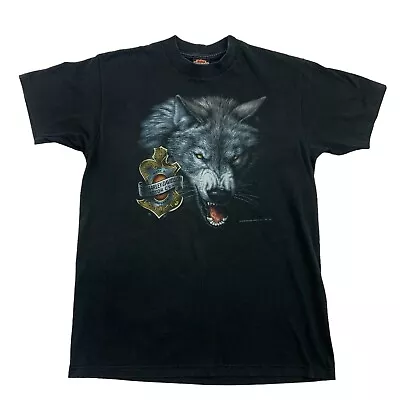 1992 3D Emblem Harley Davidson Motorcycles Vintage T Shirt L Black Wolf (Z1) • $110