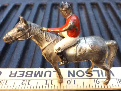 VINTAGE JOCKEY ON RACE HORSE 1940s MARKED OCCUPIED JAPAN SILVER PLATED • $19.95