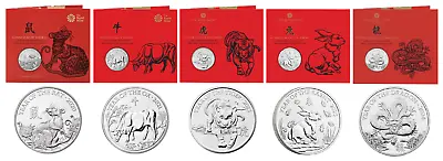 2020 - 2024 £5 Five Pound Coins Lunar Year Of RAT OX TIGER RABBIT DRAGON • £26.95