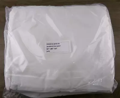 6 Pack IHG Queen White T210 Fitted Sheets 62x80x14 Hotel Quality New S2 • $105.99
