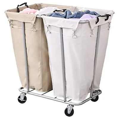 $133.28 • Buy  Laundry Cart With Wheels 280L Large Laundry Sorter 2 Section For 