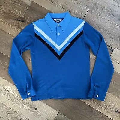 Vintage 1960s Campus Di Firenze Long Sleeve Knit Polo Shirt Mod • £69.99