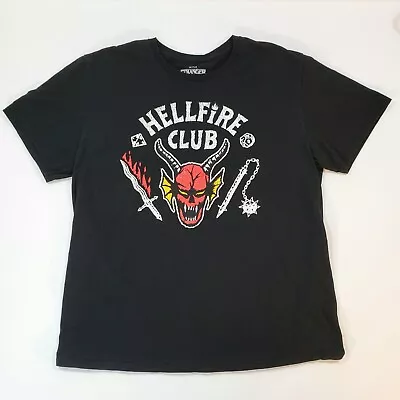 Men's XL Black Cotton T-shirt Netflix  Stranger Things  Hellfire Club Print • $14.86