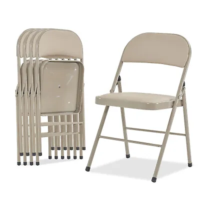 4 Pack Commercial Folding Chairs Set Steel Frame Padded Seat Heavy Duty • $60.99