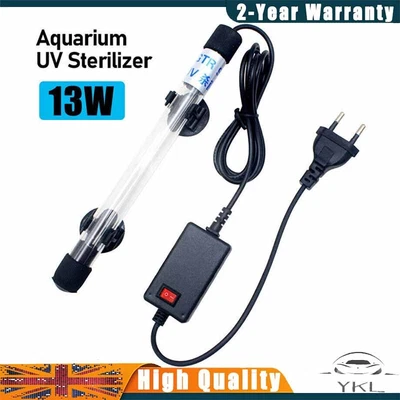 UV Light Sterilizer Pond Fish Tank Germicidal Clean Aquarium Submersible Lamp • £12.88