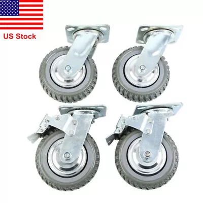 4pcs Heavy Duty Industrial Rubber Caster Wheels 6  360° Swivel Ball Bearing • $40.49