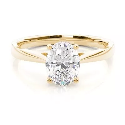 2.00 Ct Oval Solitaire Lab Grown Diamond Engagement Ring  IGI 18K Yellow Gold • $4250