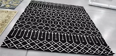 BLACK / IVORY 8' X 10' Back Stain Rug Reduced Price 1172730953 HIM903Z-8 • $192