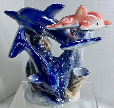 Vintage K's Collection Porcelain Lusterware Dolphin Family Figurine • $12.99