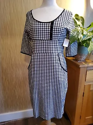 Lindy Bop Vintage- Retro Dress Dogtooth NEW Size 16 • £19.99