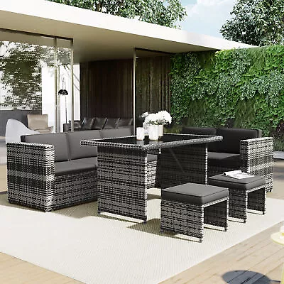 £549.99 • Buy Cube Rattan Garden Furniture Set Sofa Dining Table Outdoor Patio Wicker 7 Seater