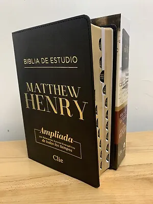 Biblia RVR De Estudio Matthew Henry Leathersoft Negro Con índice • $74.99