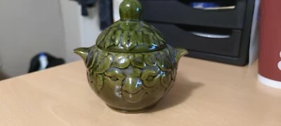 £5.49 • Buy Vintage Ceramic Portuguese Pottery Lidded Mint Face Condiment Pot Jar