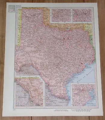 1951 Vintage Map Of Texas Houston Dallas / Verso Tennessee Nashville Memphis • $22.63