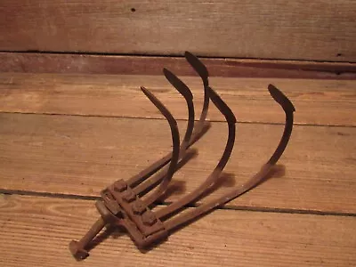 Vintage Iron Push Plow 5 Tine Cultivator Head Country Barn Decor • $32.99