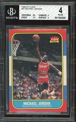 1986 Fleer Michael Jordan Rookie Card RC #57 - Certified BGS 4 - Rare Card! • $2838.82