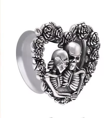 Pair Skeleton Lovers Ear Gauges Tunnels Plugs Piercings Earrings  • $15.01