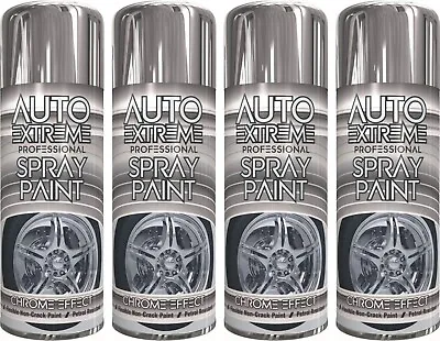 4 X 400ml Auto Extreme Chrome Spray Paint Mirror Effect Car Metal Wood Plastic • £13.49