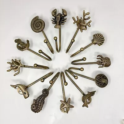 Antique Brass Sea-life Marine Nautical Hooks Towel Hook Tie Back Iron • £6.49