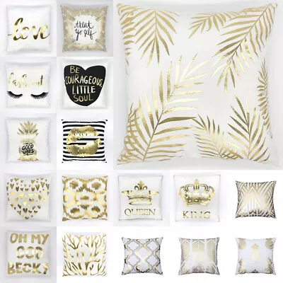 £4.19 • Buy 18  Gold Luxury Geometry Cushion Cover Cotton Pillow Case Sofa Home Decor Love