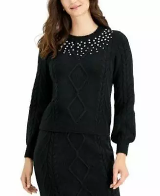 MSRP $75 Charter Club Embellished Sweater Black Size Medium • $20.99