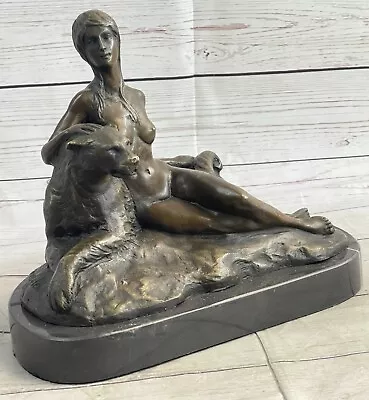 Enchanting Duo Nude Woman And Mountain Lion Bronze Sculpture By Aldo Vitaleh • $149.50