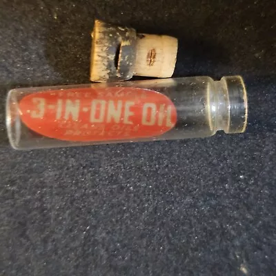 Vtg 3 In 1 Oil SAMPLE Miniature Glass Bottle W Cork EMPTY Collectible Ad Bottle • $4.99