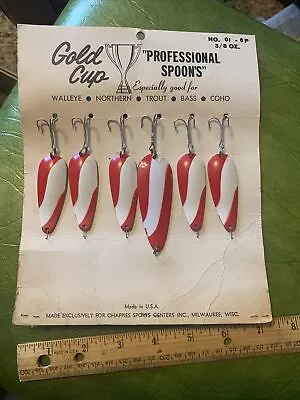 Vintage Fishing Store Display GOLD CUP PROFESSIONAL SPOONS NEW On Card Wisconsin • $36