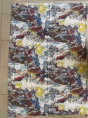 RARE 1986 Transformers Bedding Bed Flat Sheet Twin Size Cartoon 80s Made In USA • $79.99