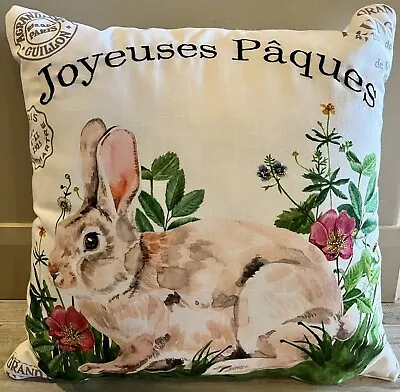 Easter Bunny Vintage French Decorative Throw Pillow 20” • $17.99