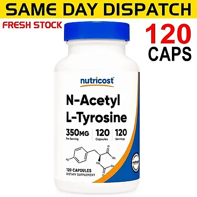 Nutricost N-Acetyl L-Tyrosine (NALT) 350mg 120 Capsules PREMIUM QUALITY AU STOCK • $34.95
