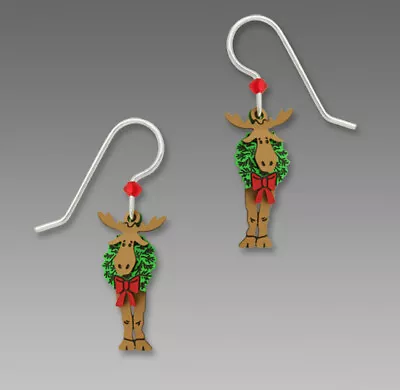 Sienna Sky 3 Part MOOSE WREATH Earrings STERLING Dangle Christmas 1643 + Box • $17.49