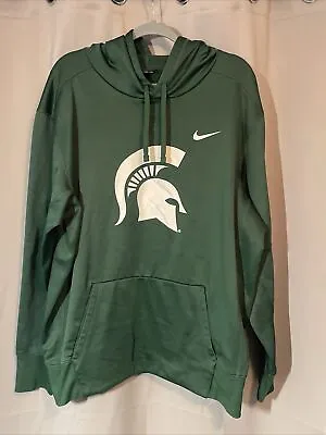 NIKE Michigan State Spartans Hoodie Sweatshirt Dri Fit 2XL Green EUC • $29.99