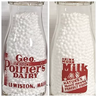  GEO POIRIER'S DAIRY - MAINE FARM  Childrens Faces Pyro Half Pint (LEWISTON ME) • $9.95