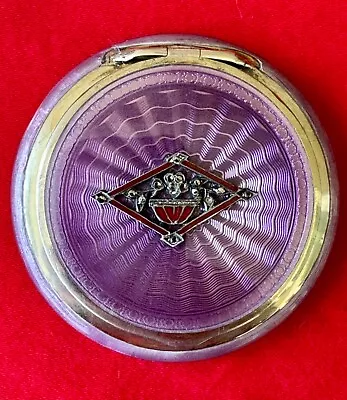 £115.36 • Buy STERLING SILVER GUILLOCHE ENAMEL COMPACT, C. 1915