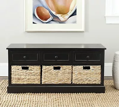 Black Wooden Storage Bench Entryway Seat Mud Room Bedroom Entry Shoes Baskets • $351.90
