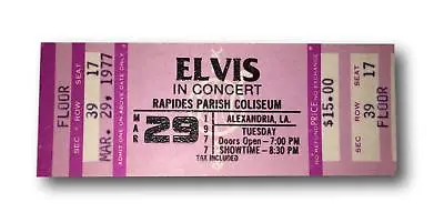 Elvis Presley Unused March 29 1977 Concert Ticket Rapides Parish LA 3/29/77 • $624.62