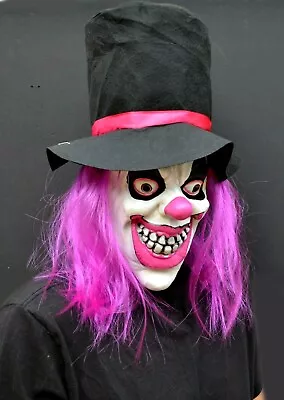 $19.99 • Buy Halloween Womens Clown Mask Costume Party Mask With Hair Killer Top Hat Clown