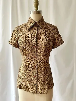 Vintage Gianni Versace Leopard Print Blouse • $220