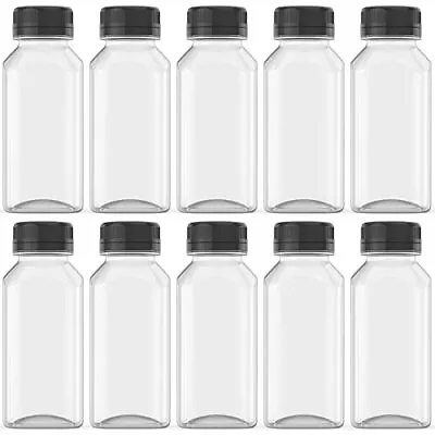 10 Pcs 8 Oz Plastic Juice Bottles Empty Clear Containers With Tamper Proof Lids  • $18.90