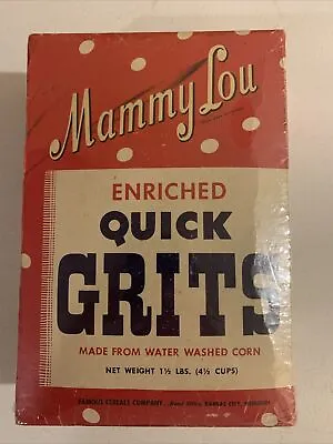 1950s Vintage Box Of Mammy Lou Quick Grits Cereal Unopened NOS Sealed 1 Lb • £96.50