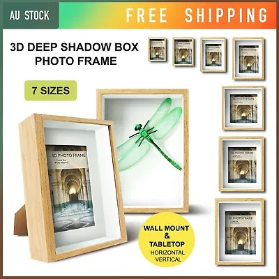 3D Photo Frame Deep Shadow Box Picture Display Wall Art Craft Hanging 4x6 A3 A4 • $12.95