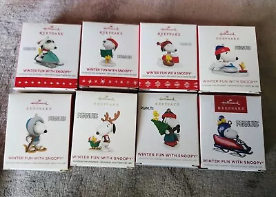 Hallmark Keepsake Winter Fun With Snoopy Series Miniature Ornament Lot 2015 -... • $99.99