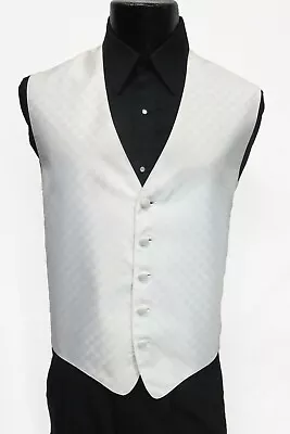 Mens Medium White Fusion Checkered Patterned Fullback Vest Med Formal In Stock • $4.19