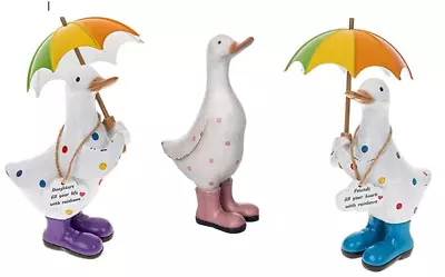 £29.99 • Buy NEW Shudehill Giftware Lucky Ducks Spotty W/Wellie Boots & Umbrella's Figurines