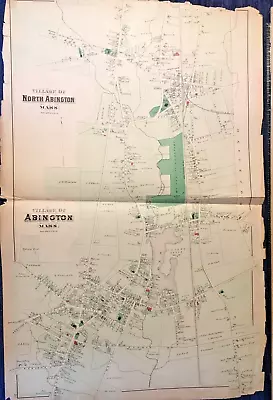 1879 Original Map Towns Of Abington North Abington Ma Mass Walker Atlas • $39.99