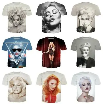 Fashion Singer Madonna 3D Print T-Shirt Women/Men's Casual Short Sleeve • £8.39