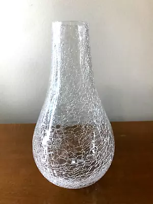 Crackle Glass Vase Clear Teardrop 8x4 Vase Or Candleholder BEAUTIFUL! • $26.35