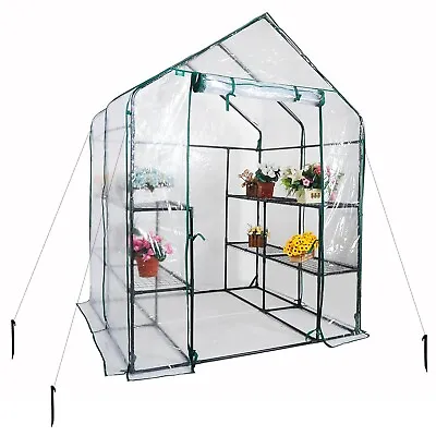 £49.99 • Buy Walk In Greenhouse PVC Cover Garden Grow Green House With 8 Shelves