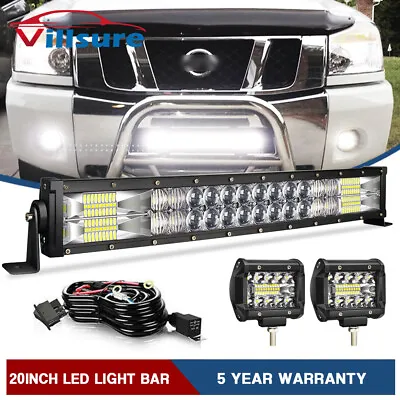 20  420W+ 4  Led Light Bar For Frontier/Xterra Front Bull Bar Bumper Grill Guard • $52.89